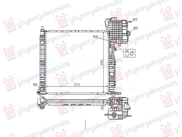 HLADNJAK MOTORA 2.2 CDI DIZEL (MAN) (-AC) (570x560) 99-03 DESNO