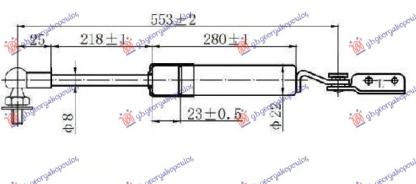 AMORTIZER GEPEK VRATA (553L-410N) LEVO