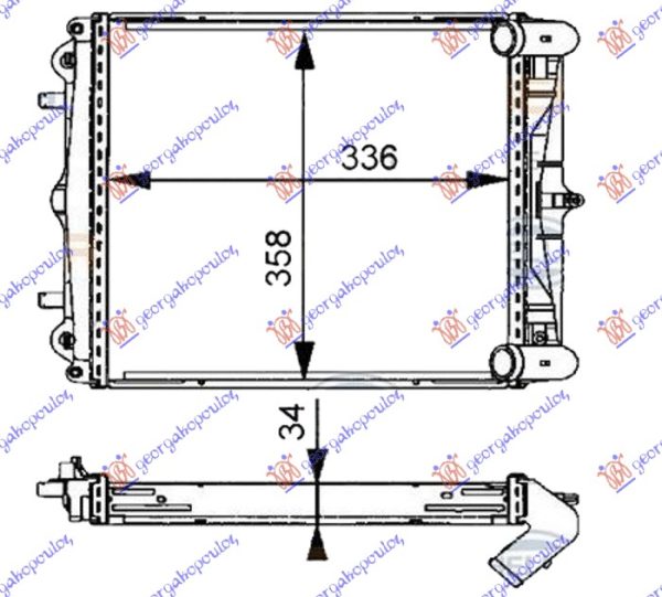 RADIATOR 2.5-2.7-3.2 +/- A/C (336x358x34) (NRF)