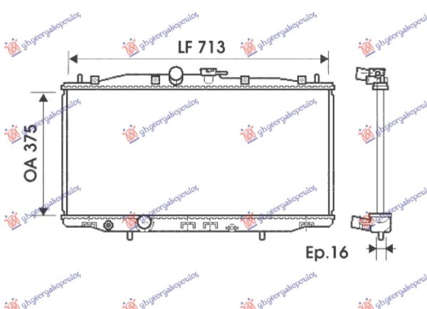 RADIATOR 2.0-2.4 PETROL MANUAL (375x713x16) (VALEO)
