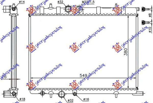 RADIATOR PETROL/DIESEL (380x550) (VALEO)