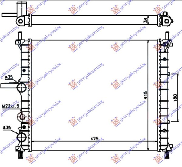 RADIATOR 1.6 PETROL +/- A/C (475x415) (VALEO)