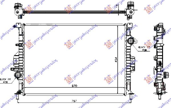 RADIATOR (1.6-2.0 T2/T3/T4) PETROL - (1.6-2.0 D2/D3/D4) DIESEL MANUAL (670x454x16) (MAHLE BEHR)