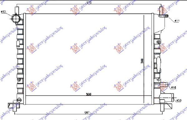 RADIATOR 1.2-1.3-1.4-1.6-1.7 + A/C (520x378) (MAHLE BEHR)