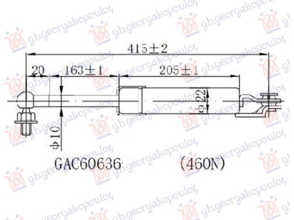 AMORTIZER GEPEK VRATA (415L-470N) DESNO