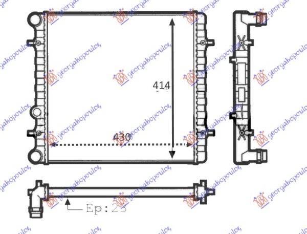 RADIATOR 1.4-1.6 MANUAL - A/C (430x415x23) (VALEO)