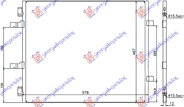 HLADNJAK KLIME 2.0 CDTi (550x460) CEV LEVO