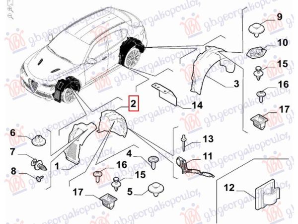 FRONT INNER PLASTIC FENDER (REAR PART) (O)