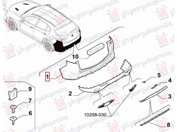 REAR BUMPER UPPER (W/4 PDC) (O)