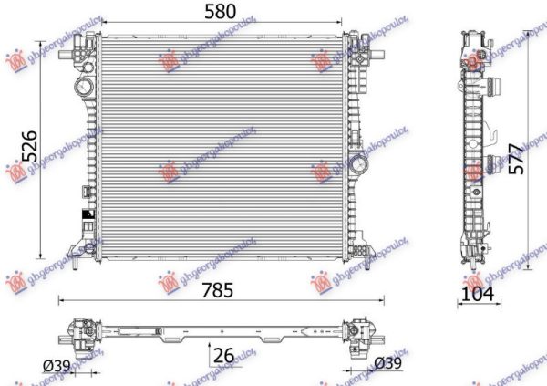 RADIATOR 2.0-2.9 PETROL (580x526x26) (MAHLE BEHR PREMIUM LINE)