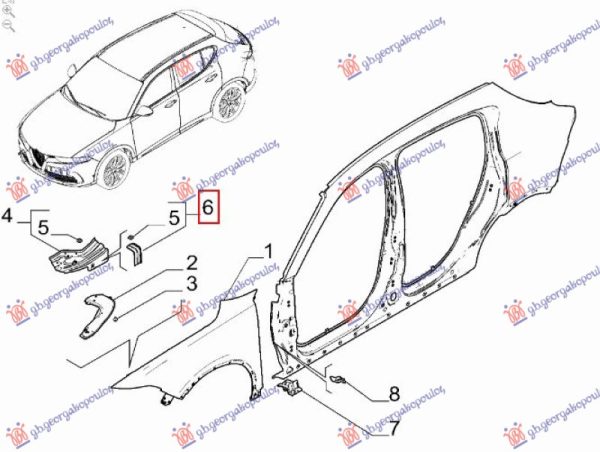 FRONT FENDER BRACKET STEEL (REAR PART) (O)