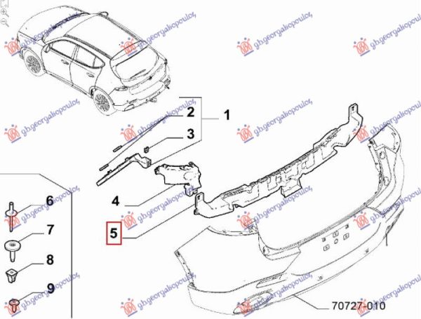 REAR BUMPER BRACKET PLASTIC (O)