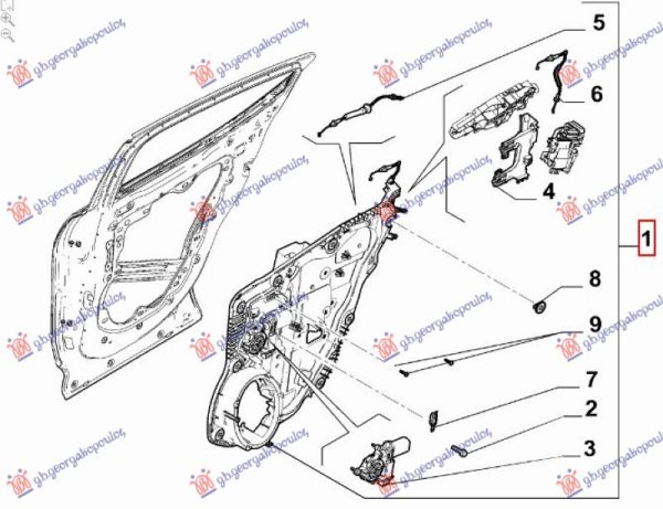 REAR WINDOW REGULATOR ELECTRIAL (W/O MOTOR) (W/PANEL) (O)