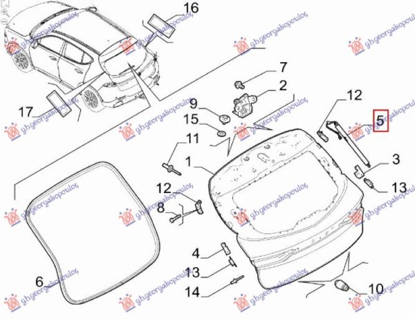 GAS SPRING TAIL GATE ELECTRICAL (O)