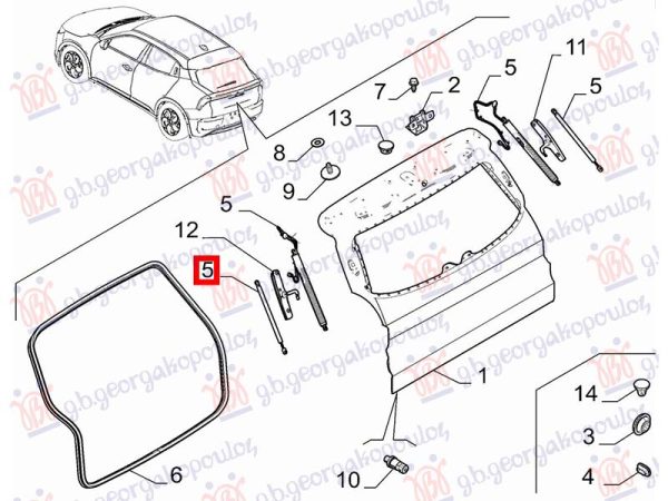 GAS SPRING TAIL GATE (O)