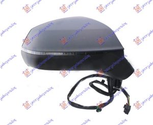 DOOR MIRROR ELECTRICAL HEATED PRIMED (W/SIDE LAMP) (8 PIN) (A QUALITY) (CONVEX GLASS)