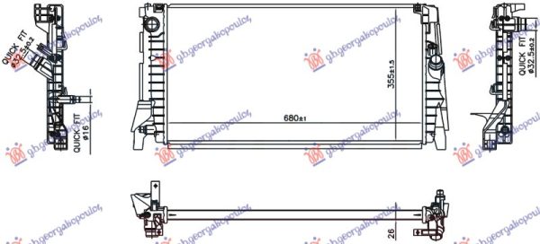 HLADNJAK MOTORA 1.5/1.6/3.0 (118i/120i/125i/135i-M) BENZIN - 2.0 (120d/125d) DIZEL (AUTO) (600x334x32)