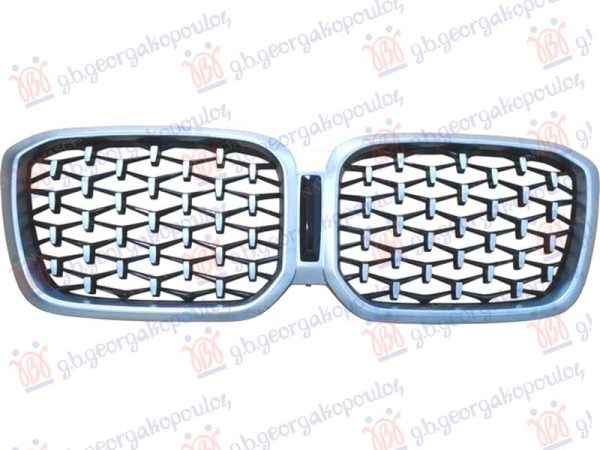 GRILLE PAINTED BLACK (HONEYCOMB) (W/NICKEL MOULDING & FRAME)