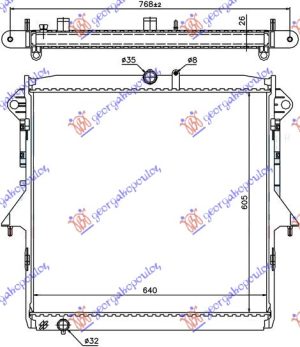 HLADNJAK MOTORA 2.5 BENZIN (MAN/AUTO) (605x640) (KOYO)