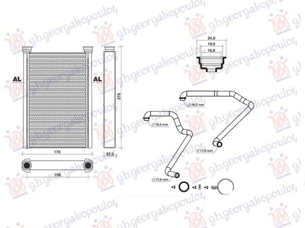 HEATER RADIATOR PETROL/DIESEL (254x144)