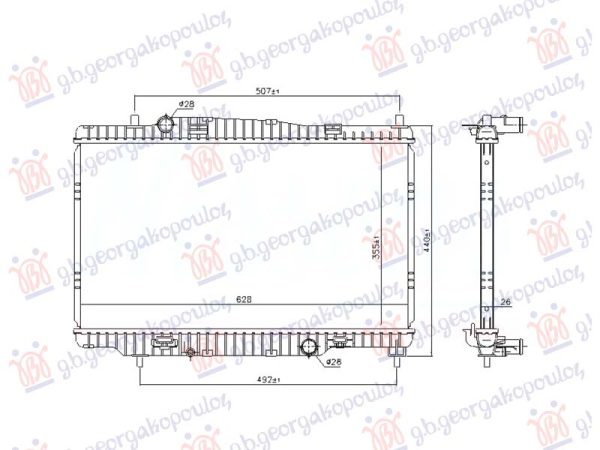 RADIATOR 1.6 T EcoBoost (180PS) PETROL MANUAL-AUTOMATIC (355x628x26) (NISSENS)