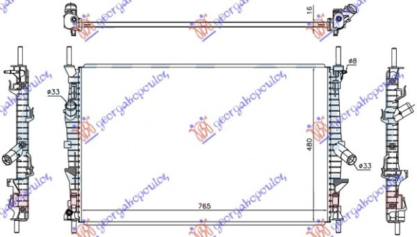 RADIATOR 2.0-2.2 TDCi DIESEL (765x460x16) RWD-4WD (VALEO)