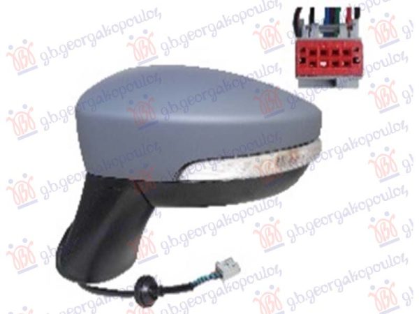 DOOR MIRROR ELECTRICAL HEATED FOLDABLE PRIMED (W/SIDE LAMP & FOOT LAMP) 10 PIN (ASPHERICAL GLASS)