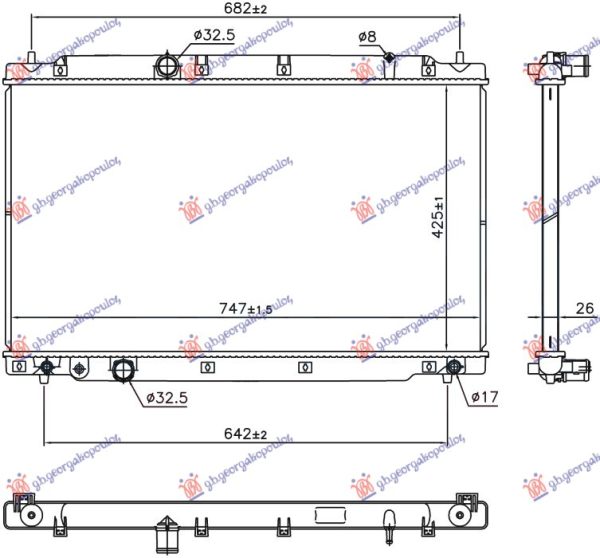 HLADNJAK MOTORA 1.5 BENZIN VTEC (425x747x26) (KOYO)