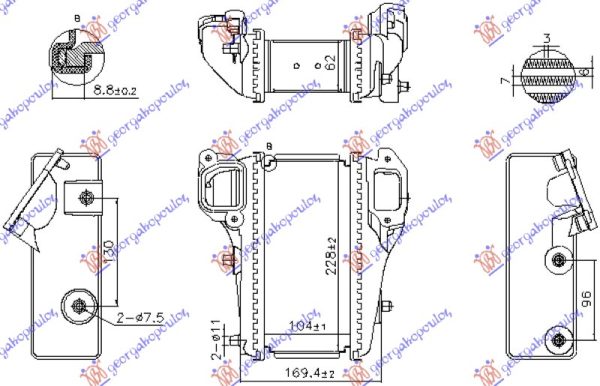 RADIATOR INTERCOOLER V1.6-2.2 iDTEC(104x231x64) (NISSENS)