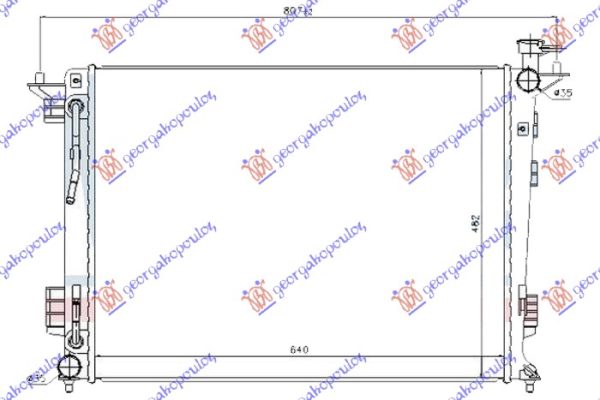 RADIATOR 2.0-2.4 PETROL AUTOMATIC (640x480x16) (KOREAN) (NISSENS)