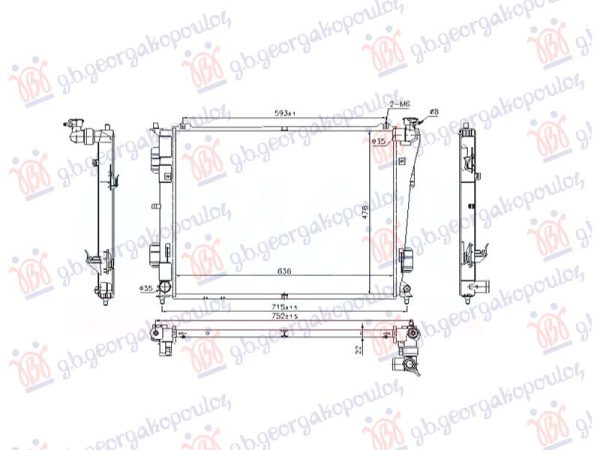 RADIATOR 2.0-2.4 MANUAL PETROL (635x480x16) (NISSENS)