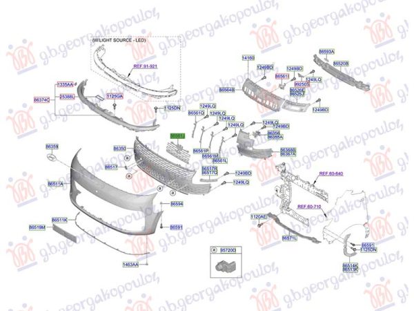 FRONT BUMPER GRILLE INNER (O)