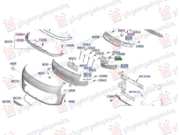 FRONT BUMPER GRILLE BRACKET (O)