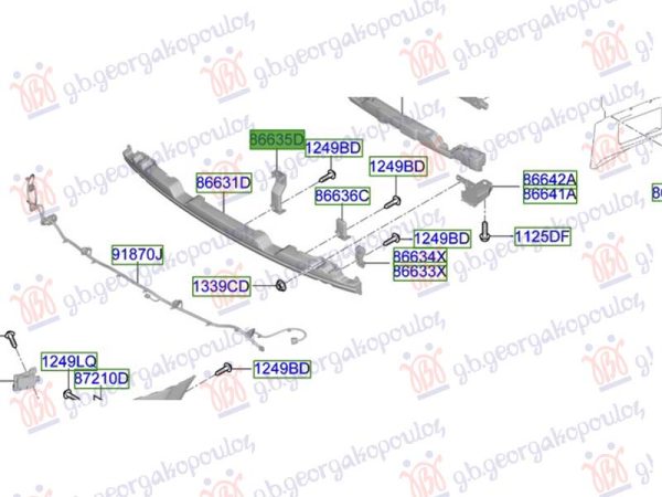 REAR BUMPER REINFORCEMENT BRACKET CENTER (O)