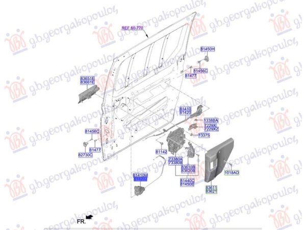 REAR DOOR LOCK (FRONT PART) (O)