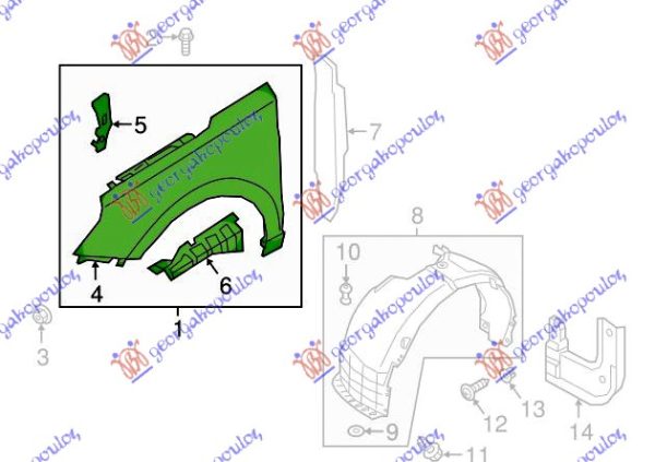 FRONT FENDER (W/O SIDE LAMP HOLE) (O)