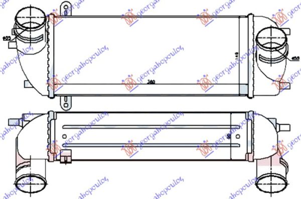 HLADNJAK INTERKULERA 2.0-2.2 CRDi DIZEL (360X150X90) (CEO ALUMINIJUM)