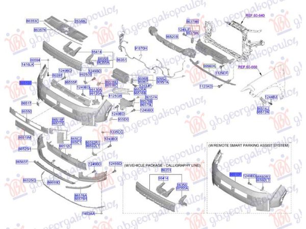 FRONT BUMPER UPPER (W/2 PDC) (O)
