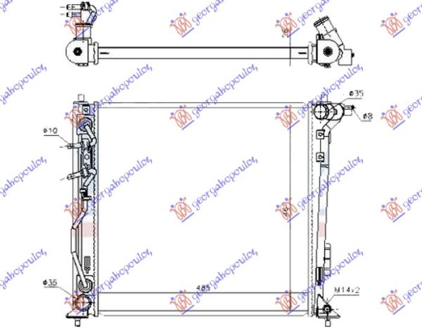 RADIATOR 1.6 T-GDI PETROL - 1.6-1.7-2.0 DIESEL MANUAL (485x467) (CZECH) (NRF)