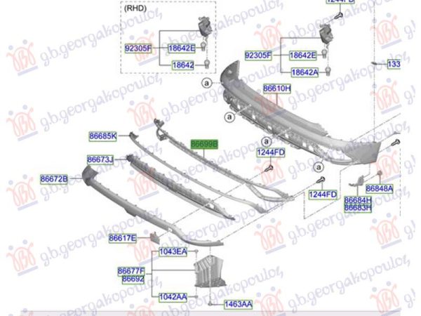 REAR BUMPER MOULDING UPPER (O)