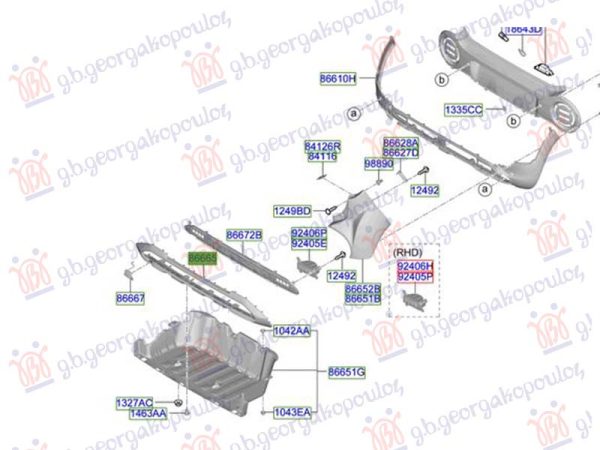 REAR BUMPER GRILLE FRAME (O)