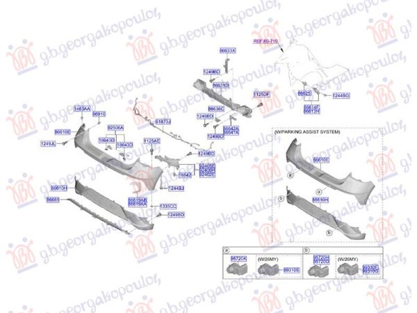 REAR BUMPER UPPER END (W/1 PDC) (O)