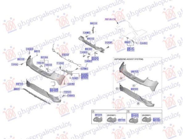 REAR BUMPER UPPER END (W/1 PDC) (O)