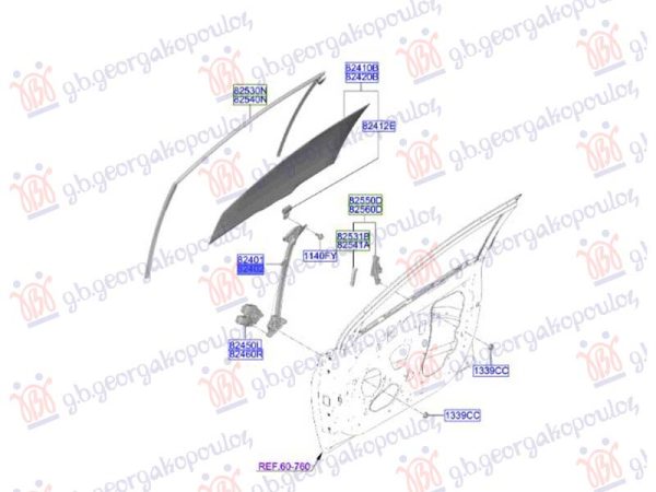 FRONT WINDOW REGULATOR ELECTRICAL (W/O MOTOR) (O)