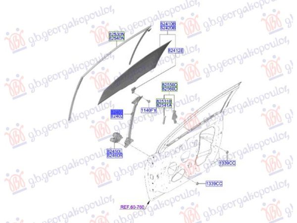 FRONT WINDOW REGULATOR ELECTRICAL (W/O MOTOR) (O)