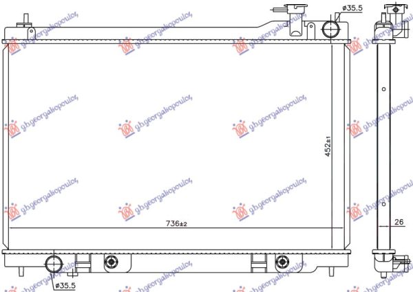 RADIATOR 3.5 PETROL AUTOMATIC (450x727x25) (NRF)