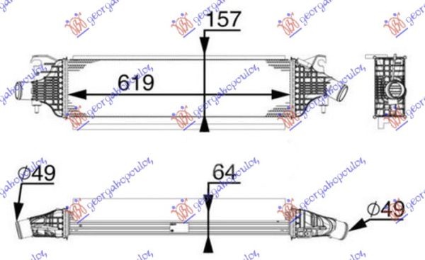 RADIATOR INTERCOOLER 2.2 D DIESEL (620X160X65) (MAHLE BEHR PREMIUM LINE)