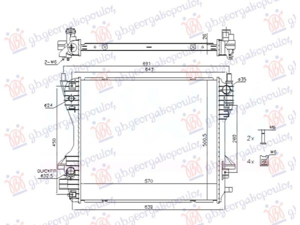 RADIATOR 2.7 DIESEL AUTOMATIC (570x501) (NRF)