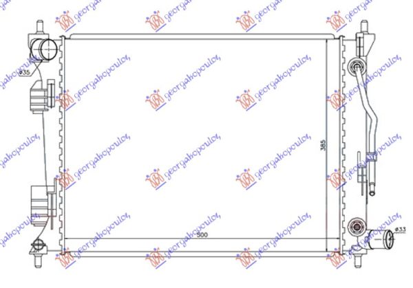 RADIATOR 1.4-1.6i AUTOMATIC PETROL (500x380x16) (VALEO)