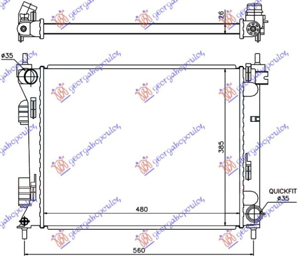 RADIATOR 1.1-1.4 CRDi MANUAL DIESEL (480x380x26) (TURKEY BUILD) (NRF)